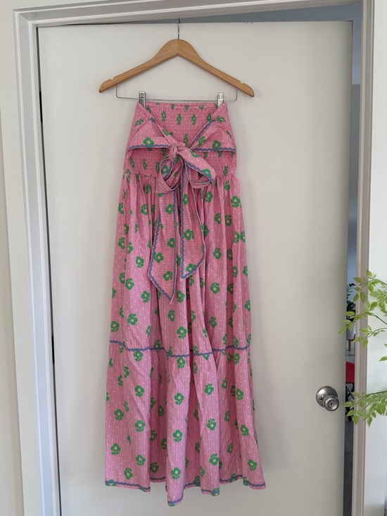 Damson Madder Dresses & Skirts - Damson Madder Pink Floral Smocked Bow Maxi Skirt Size 12